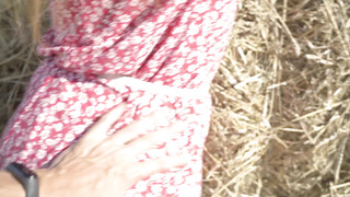 Geweldige seks buiten in het hooi