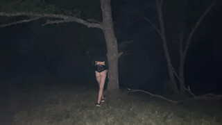 Voyeurkoppel heeft 's nachts seks op een openbare plek