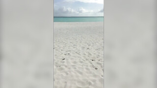 Riskante amateurseks op het strand met vrouw en klaarkomen op rug